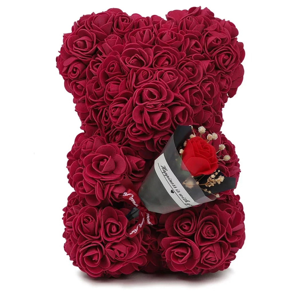 Rose Teddy Bear Artificial Flower Anniversary Valentines Day