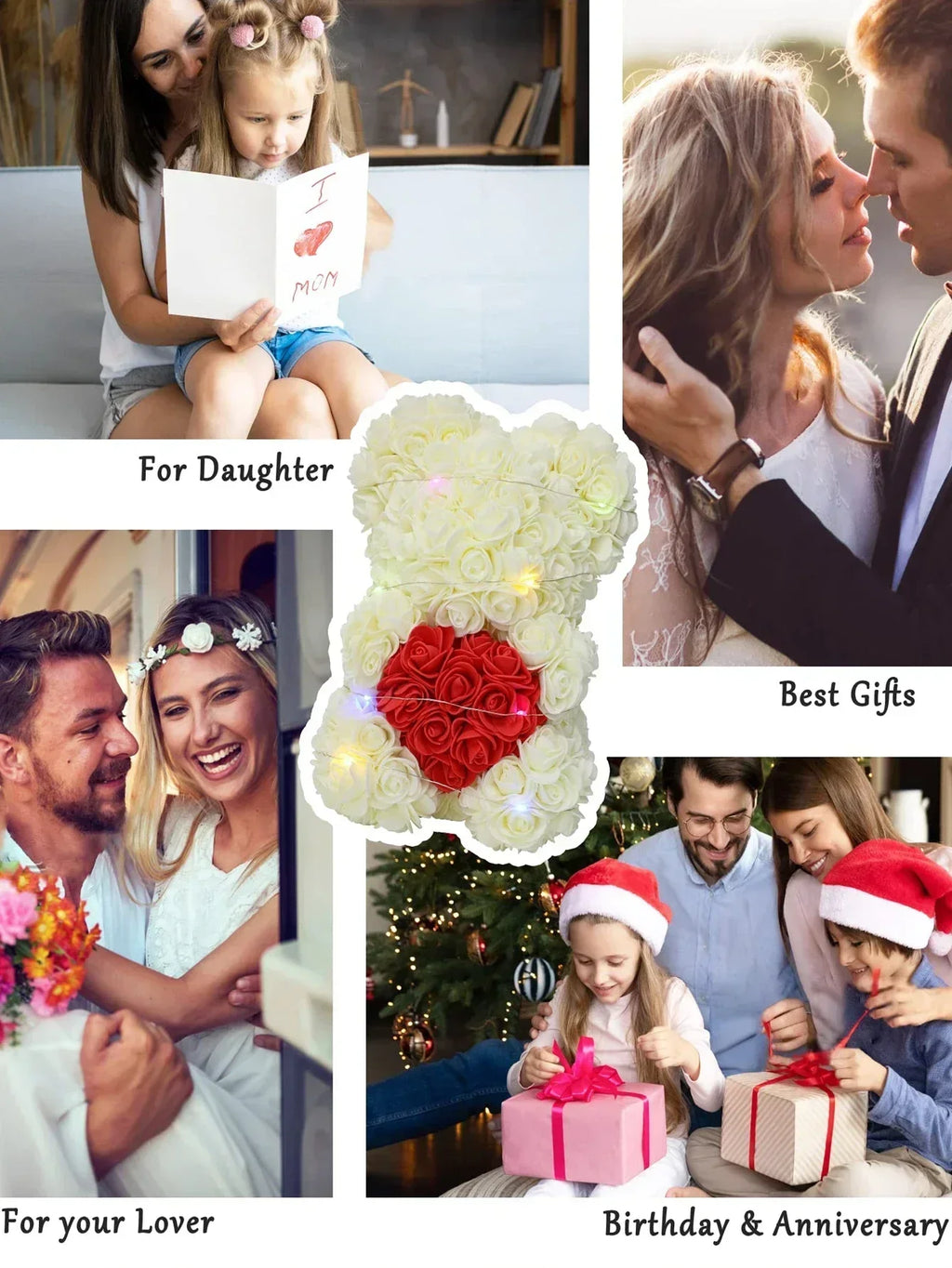 Rose Teddy Bear Artificial Flower Anniversary Valentines Day