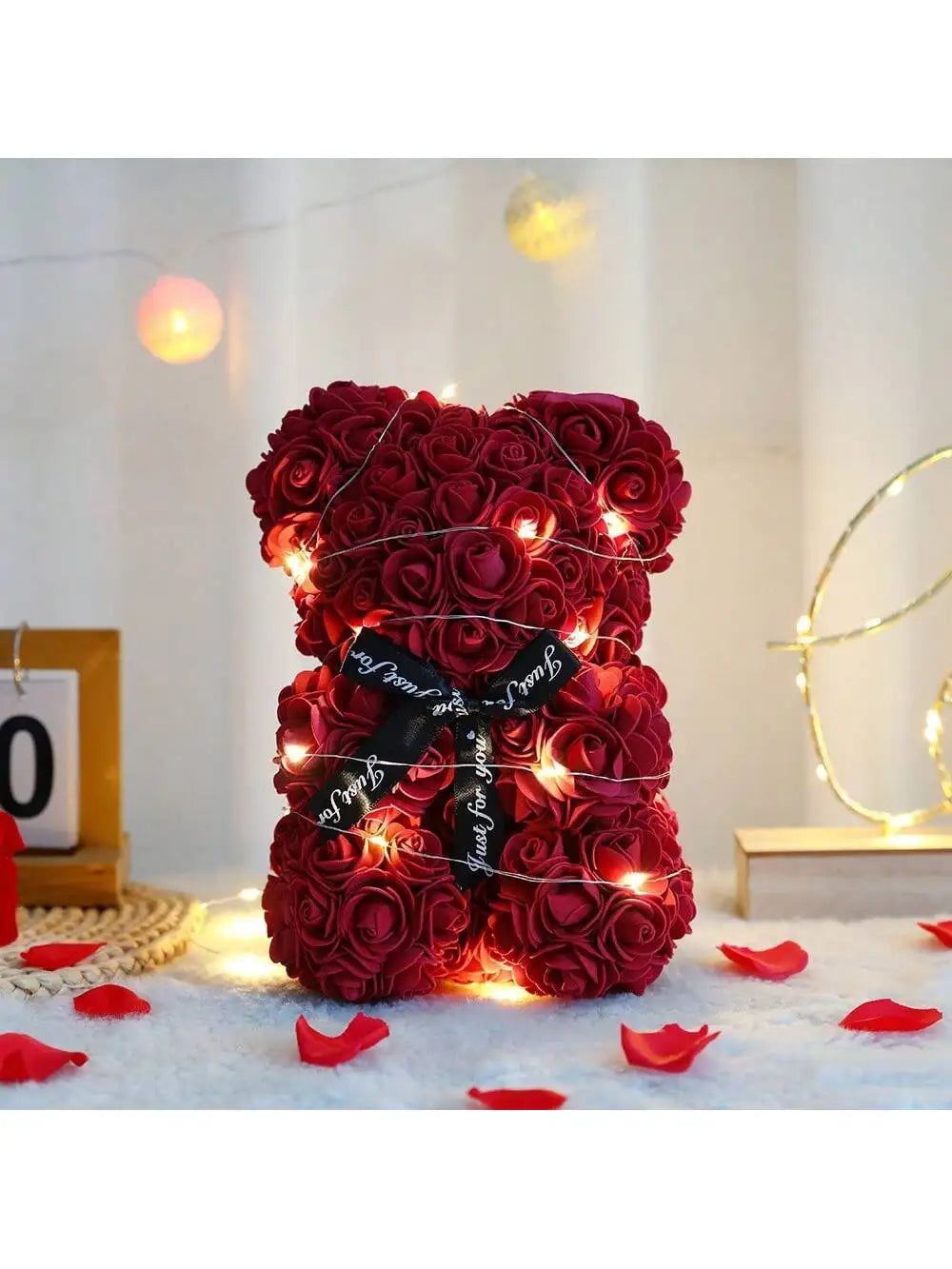Rose Teddy Bear Artificial Flower Anniversary Valentines Day